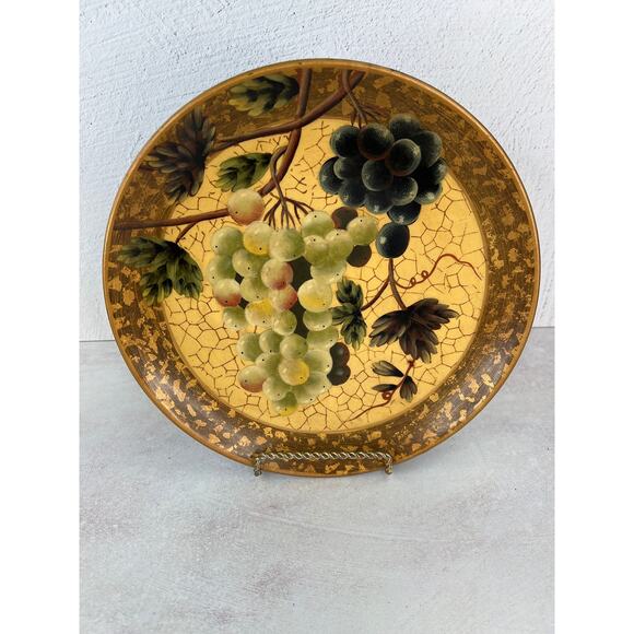 Oriental Accents Grape‎ Decorative Plate with metal stand - Picture 1 of 8